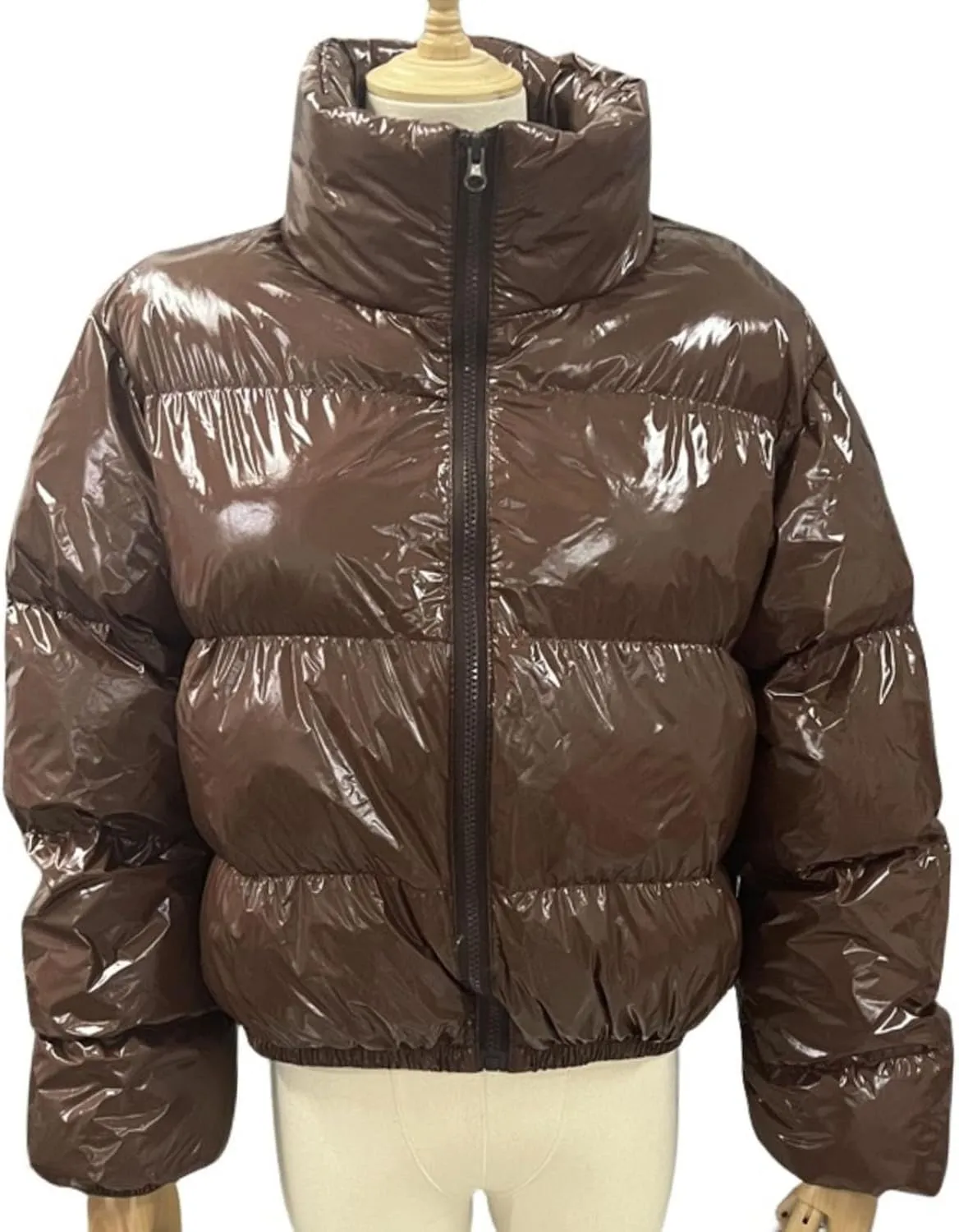 Women's Winter Warm Stand Collar Jackets Slim Fit Cropped Puffer Down Coats Casual Stylish Winter Outerwear