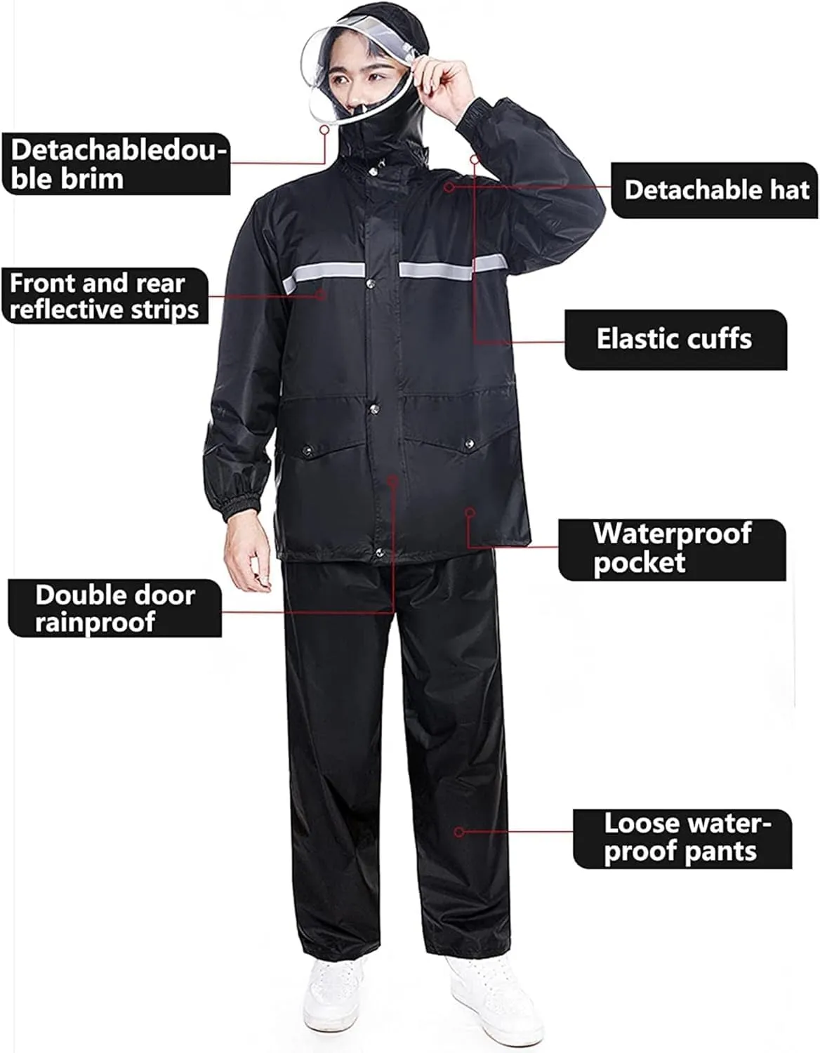 Work Raincoat Men's and Women's Raincoats and Rain Gear Waterproof, Rainproof Jackets and Pants Sets, Rainproof Windbreakers(Medium)