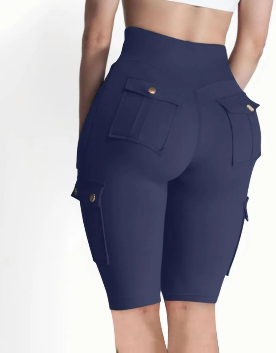 Workout Shorts Women with Pockets High Waisted Tummy Control Cargo Shorts Butt Lift 4-Way Stretch Athletic Shorts