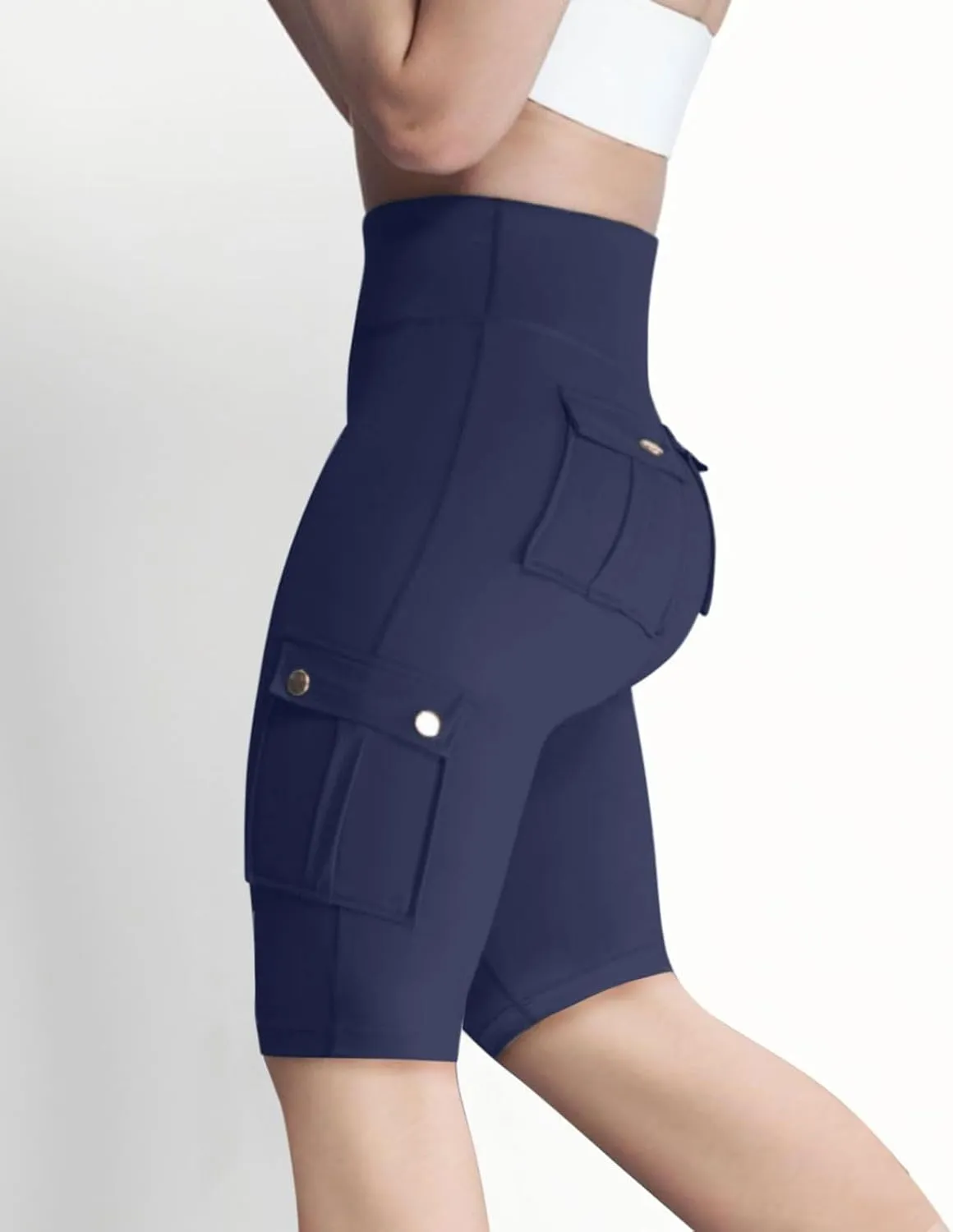 Workout Shorts Women with Pockets High Waisted Tummy Control Cargo Shorts Butt Lift 4-Way Stretch Athletic Shorts