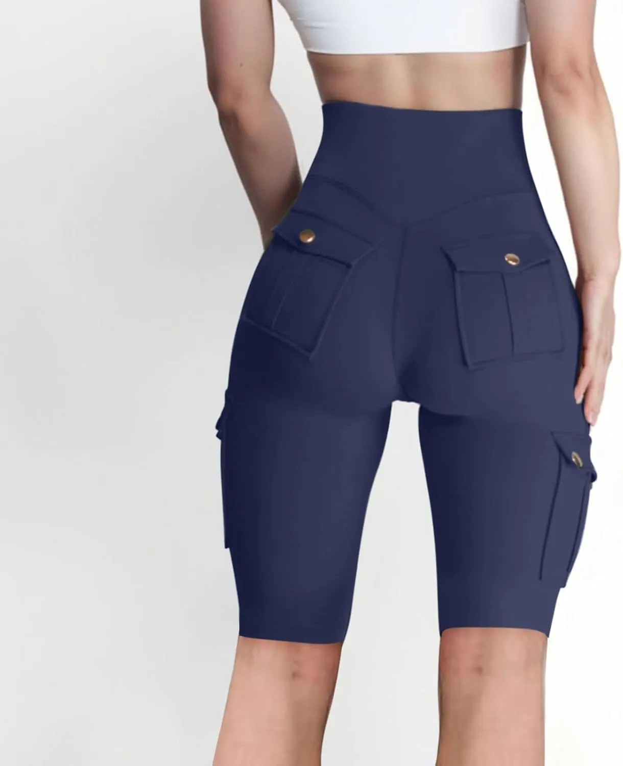 Workout Shorts Women with Pockets High Waisted Tummy Control Cargo Shorts Butt Lift 4-Way Stretch Athletic Shorts