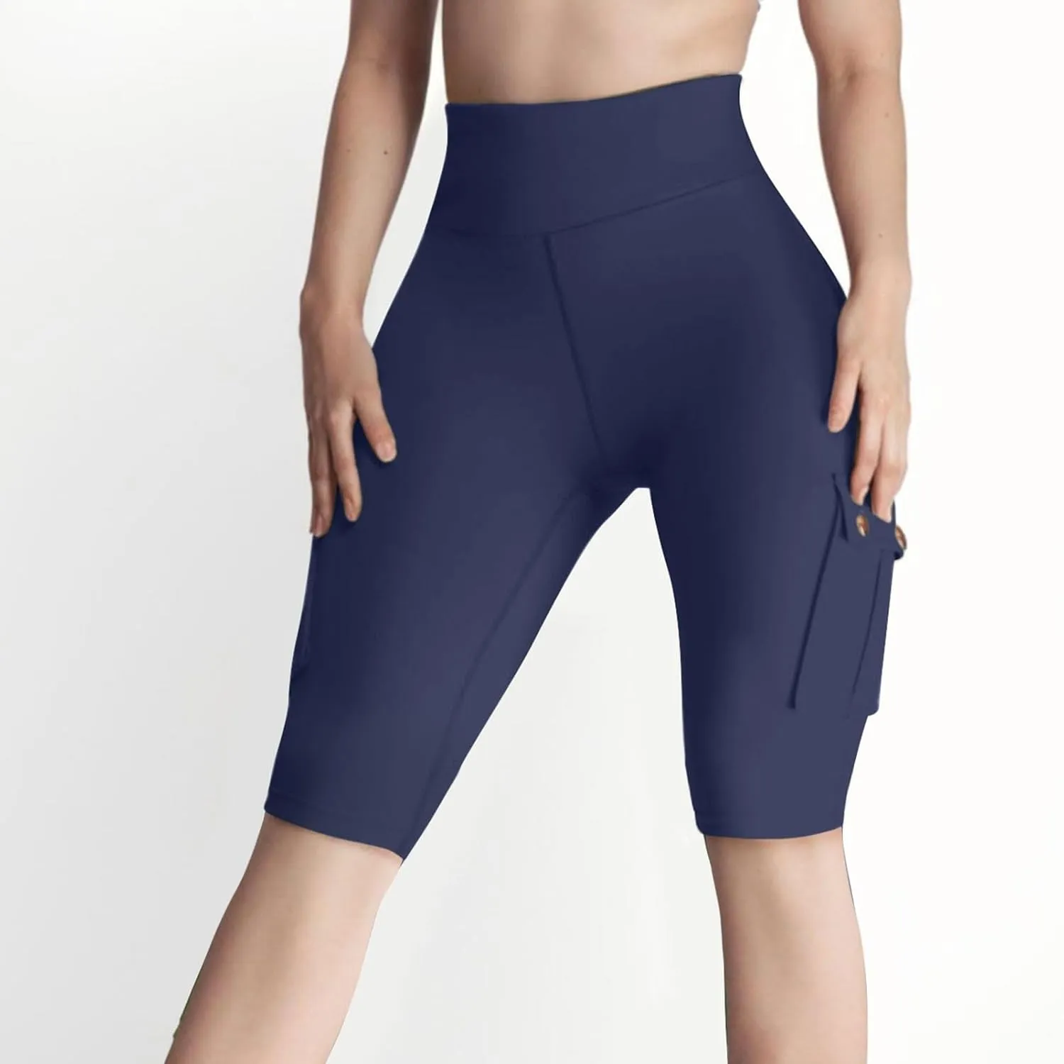 Workout Shorts Women with Pockets High Waisted Tummy Control Cargo Shorts Butt Lift 4-Way Stretch Athletic Shorts