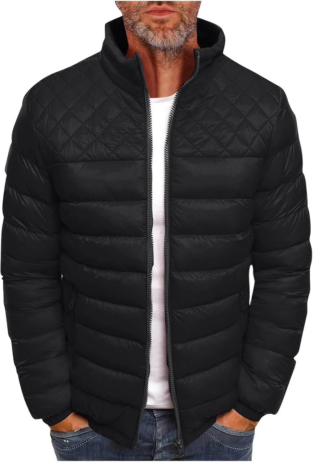 Ymosrh Men's Down Coats Lightweight Packable Puffer Jacket Insulated Winter Coat Snow Ski Traveling Jackets, M-2XL