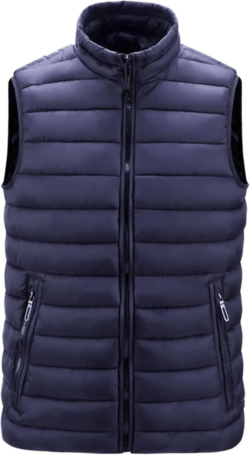 Ymosrh Men's Down Filled Winter Coats Vest Lightweight Packable Outdoor Puffer Vest Jacket Outwear Big and Jackets, M-6XL