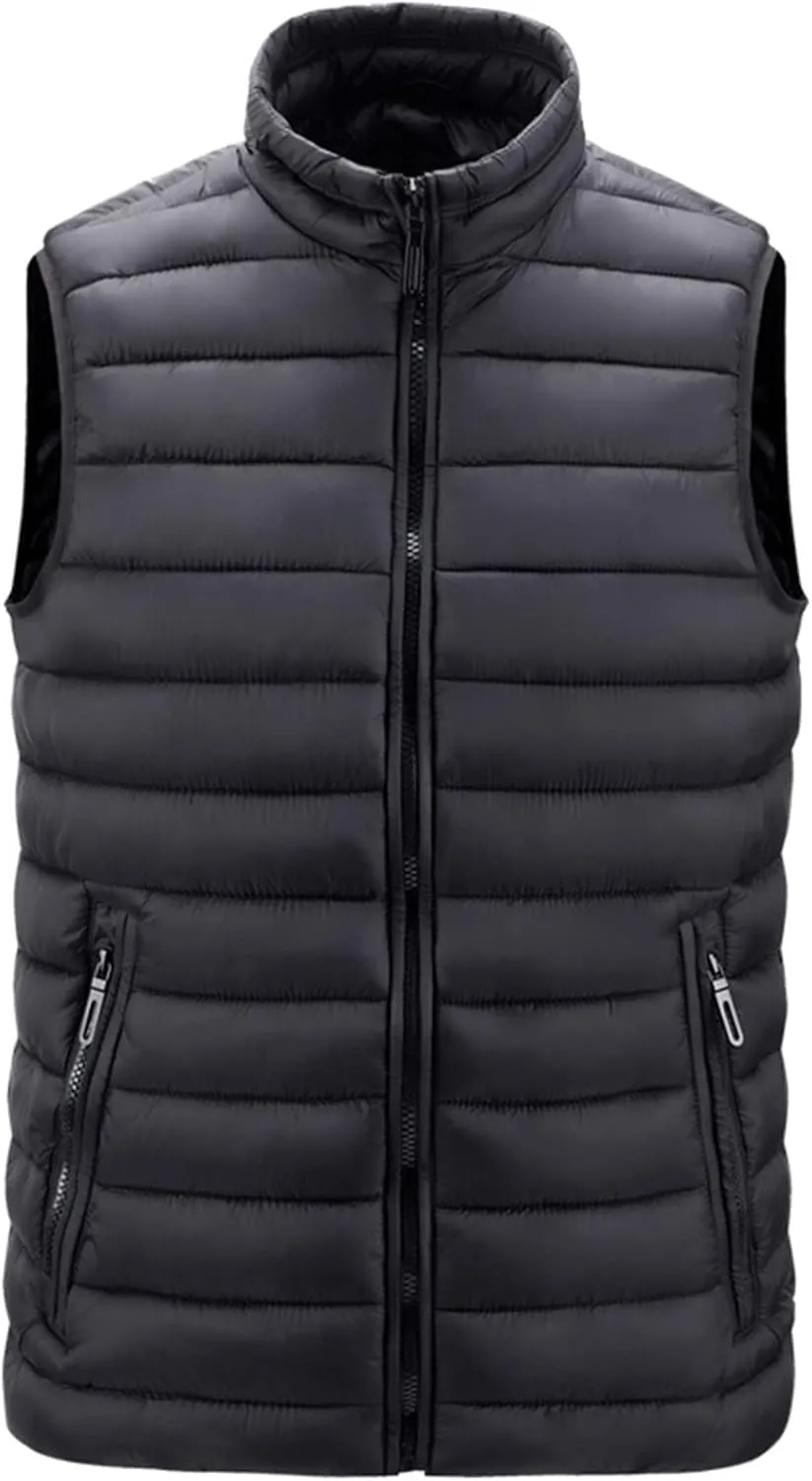 Ymosrh Men's Down Filled Winter Coats Vest Lightweight Packable Outdoor Puffer Vest Jacket Outwear Big and Jackets, M-6XL