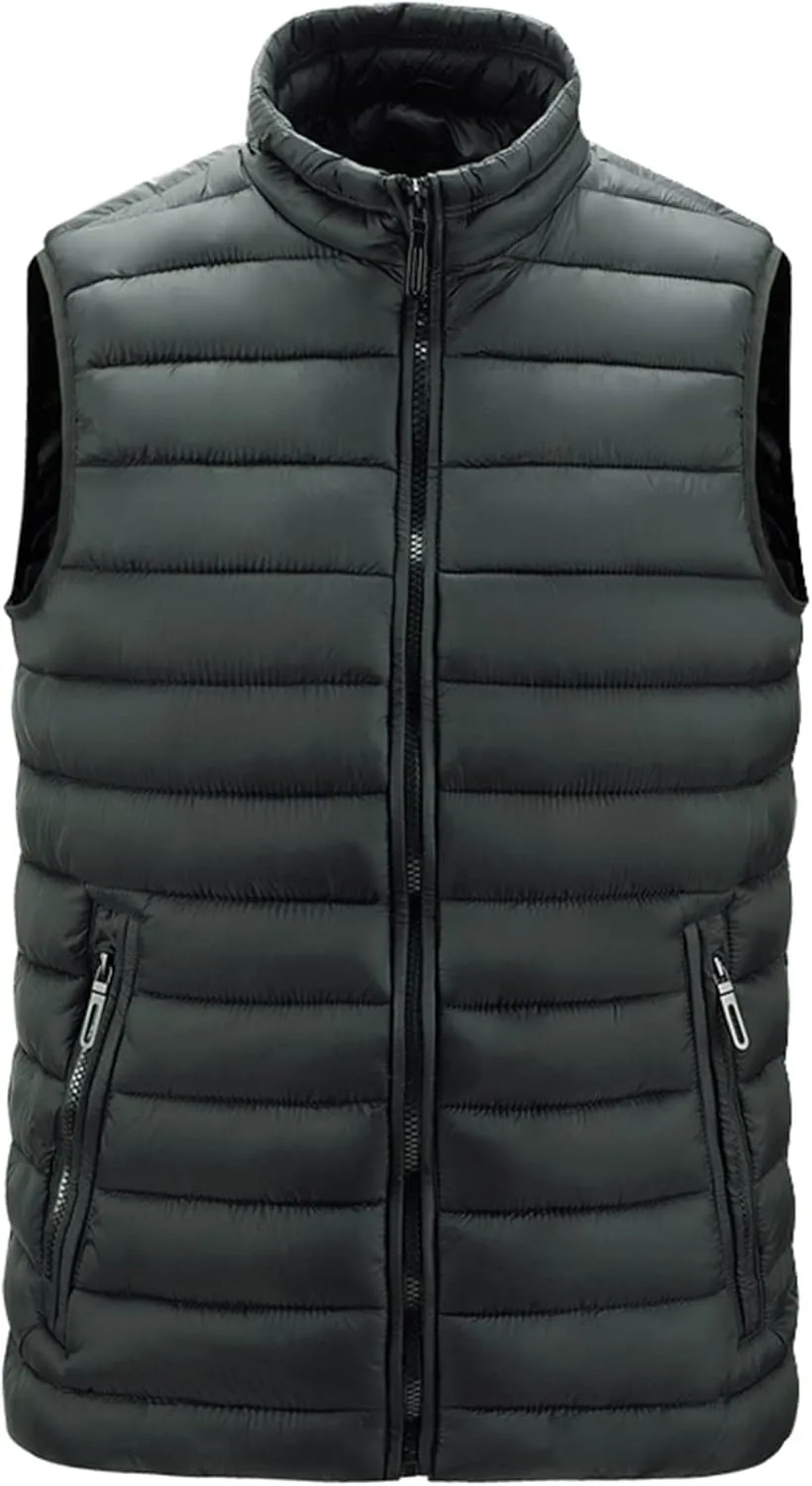 Ymosrh Men's Down Filled Winter Coats Vest Lightweight Packable Outdoor Puffer Vest Jacket Outwear Big and Jackets, M-6XL