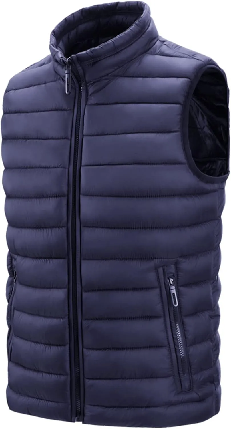 Ymosrh Men's Down Filled Winter Coats Vest Lightweight Packable Outdoor Puffer Vest Jacket Outwear Big and Jackets, M-6XL