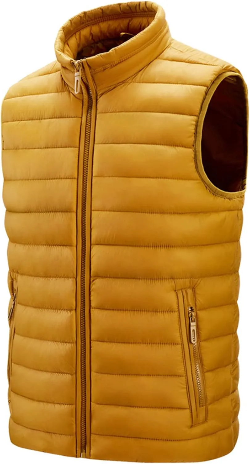 Ymosrh Men's Down Filled Winter Coats Vest Lightweight Packable Outdoor Puffer Vest Jacket Outwear Big and Jackets, M-6XL