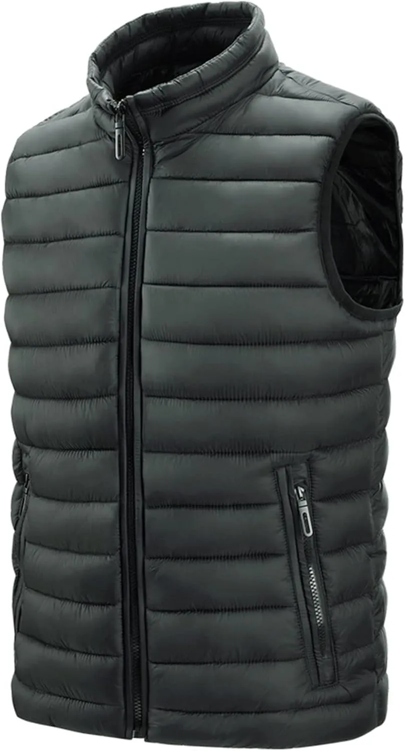 Ymosrh Men's Down Filled Winter Coats Vest Lightweight Packable Outdoor Puffer Vest Jacket Outwear Big and Jackets, M-6XL