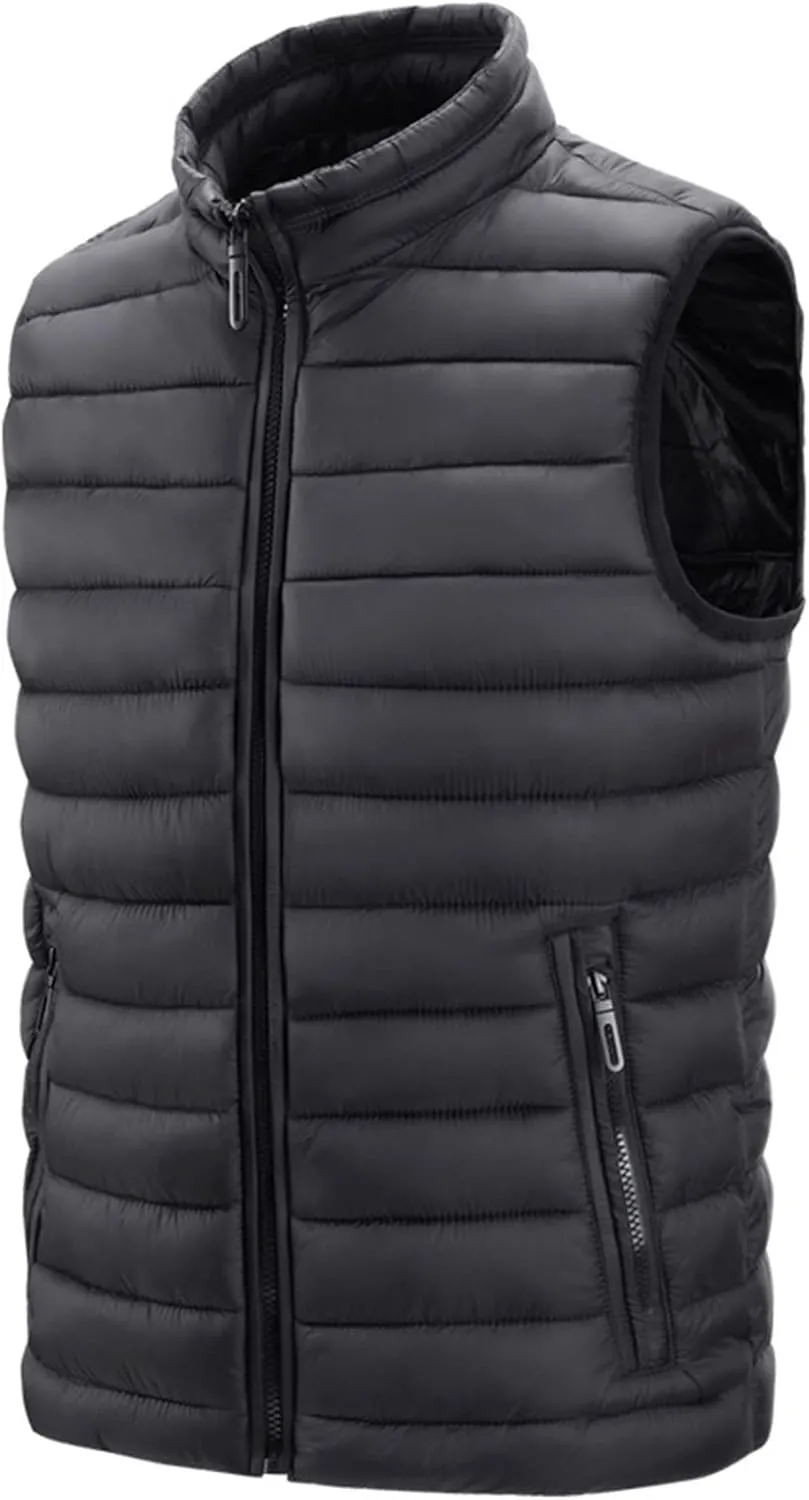 Ymosrh Men's Down Filled Winter Coats Vest Lightweight Packable Outdoor Puffer Vest Jacket Outwear Big and Jackets, M-6XL