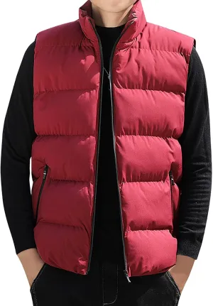 Ymosrh Men's Down Winter Coat Outdoor Casual Stand Collar Outwear Padded Vest Coats Packable Puffer Jacket, M-5XL