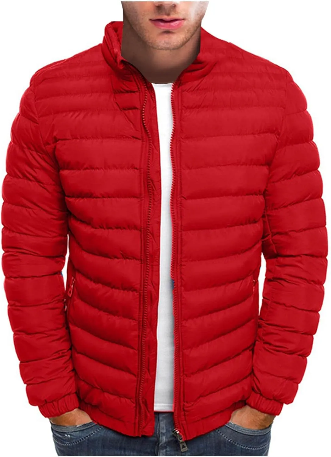 Ymosrh Men's Light Puffer Jacket Winter Coats Water-Resistant Lightweight Packable Jacket Casual Outerwear Jacket, M-2XL