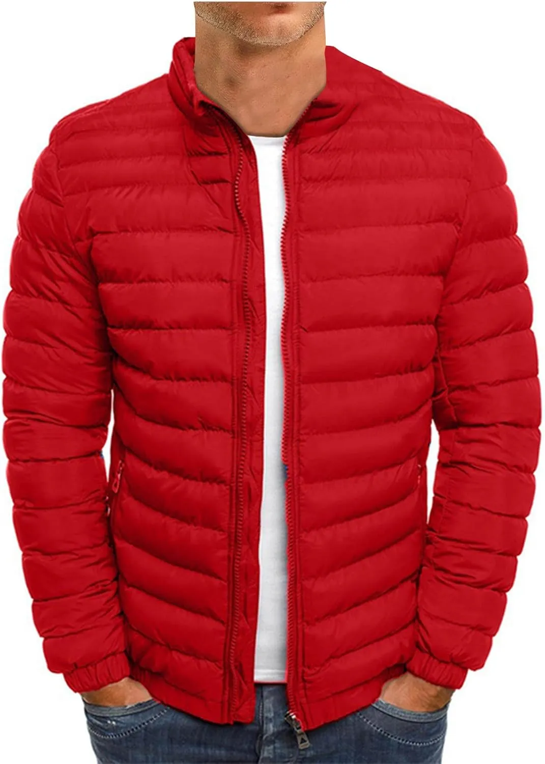 Ymosrh Men's Light Puffer Jacket Winter Coats Water-Resistant Lightweight Packable Jacket Casual Outerwear Jacket, M-2XL