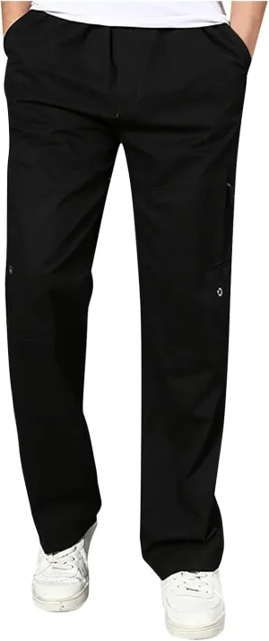 Ymosrh Men's Pants Fleece Lined Sweatpants Open Bottom Straight Leg Loose Fit Baggy Athletic Jogger Pant Pants, M-5XL