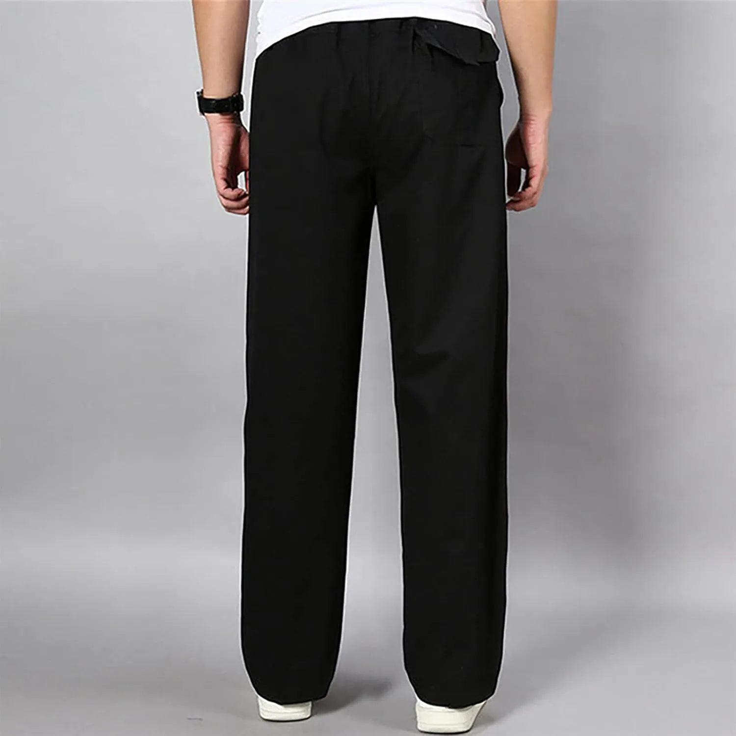 Ymosrh Men's Pants Fleece Lined Sweatpants Open Bottom Straight Leg Loose Fit Baggy Athletic Jogger Pant Pants, M-5XL