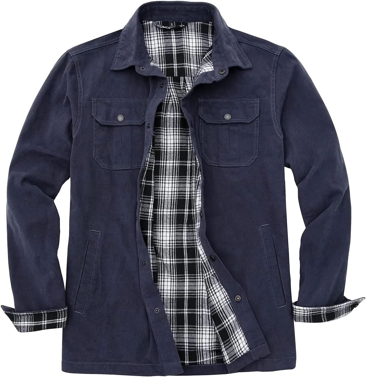 ZENTHACE Men's Heavy Washed Rugged Cotton Shirt Jac Outdoorsy Utility Jacket(Full Flannel Lined)