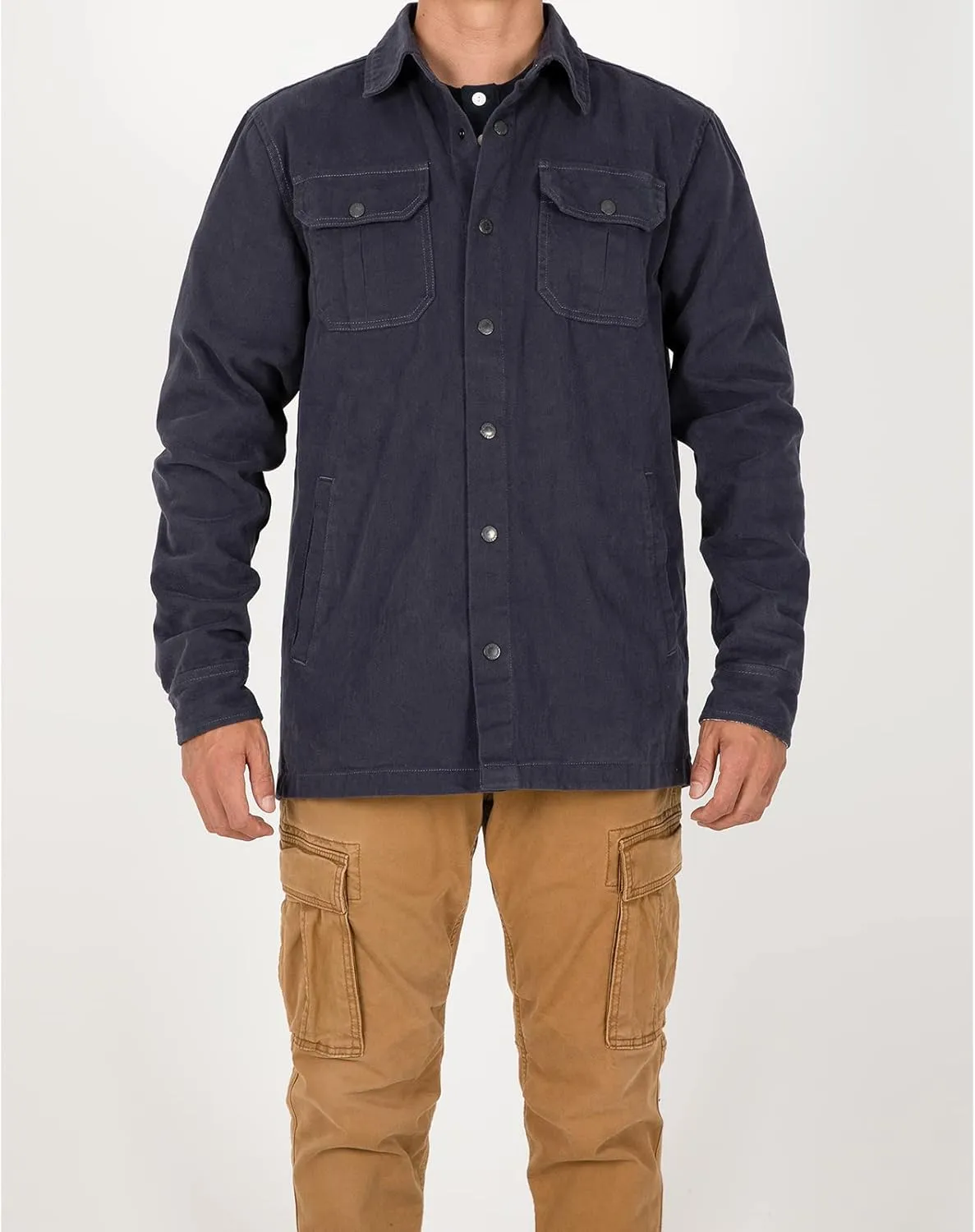 ZENTHACE Men's Heavy Washed Rugged Cotton Shirt Jac Outdoorsy Utility Jacket(Full Flannel Lined)