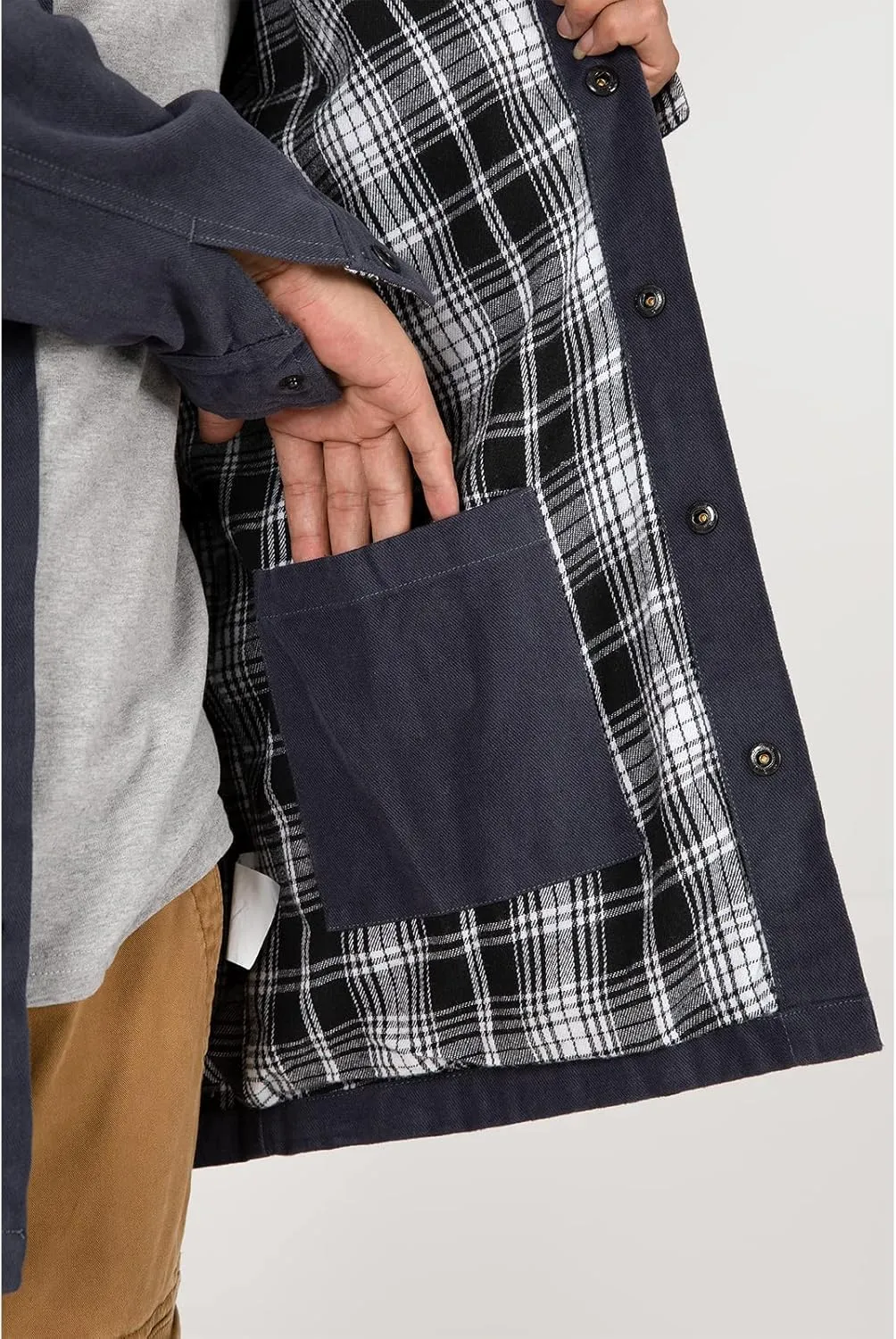 ZENTHACE Men's Heavy Washed Rugged Cotton Shirt Jac Outdoorsy Utility Jacket(Full Flannel Lined)