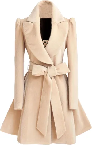 ZWRXW Womens Winter Coat with Belt Fashion Elegant Lapel Swing Hem Mid-Long Thick Slim Wool Blend Trench Coat Jackets